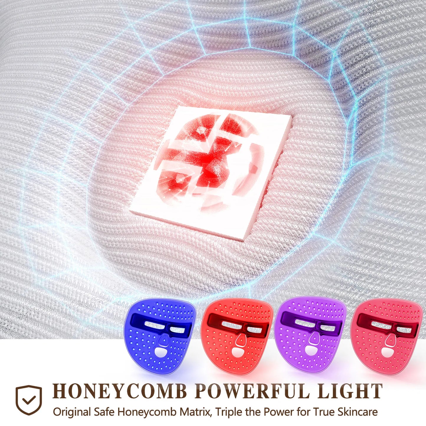 Wireless LED light therapy face mask with red and blue LEDs for acne and wrinkle treatment