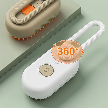 3-in-1 Electric Steam Pet Brush for effortless grooming and shedding reduction with ergonomic handle