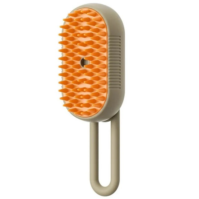 3-in-1 Electric Steam Pet Grooming Brush with ergonomic handle and steam spray technology